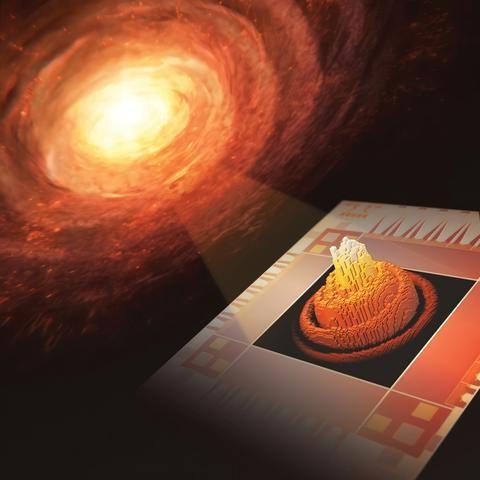 With planned improvements, NIST’s new 400,000 single-wire superconducting camera, the highest resolution camera of its type, will have the capability to capture astronomical images under extremely low-light-level conditions.  Credit: Image incorporates elements from pixaby and S. Kelley/NIST.