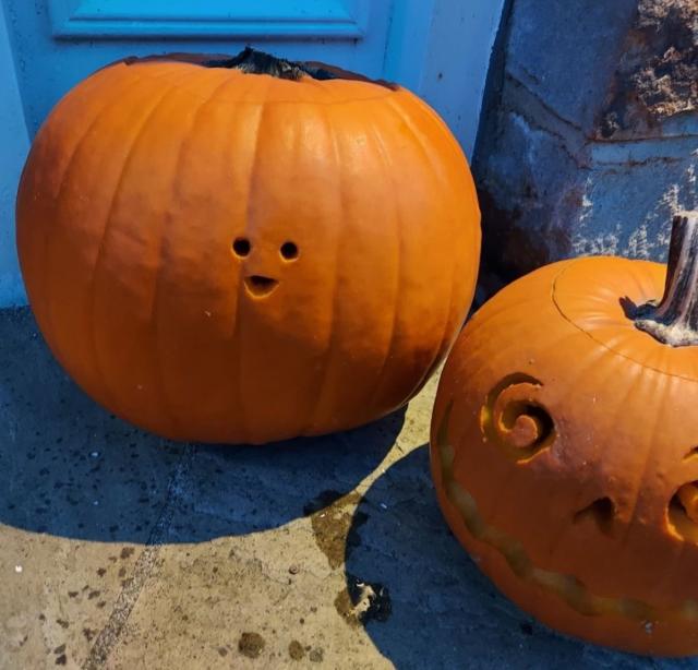 Carved pumpkins, minimal carving effort.