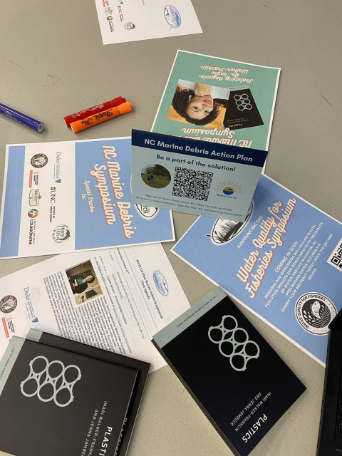 Nc marine debris symposium flyers and the plastics book 