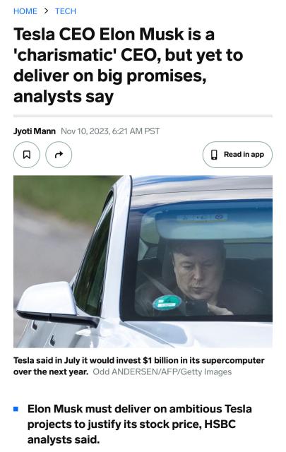 Tesla CEO Elon Musk is a 'charismatic' CEO, but yet to deliver on big promises, analysts say
