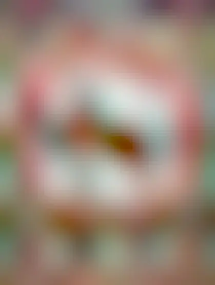 picture of a "do not feed the birds" sign, which looks like the bird has pecked holes in a persons hand (or that they are feeding the bird) within the red "do not do this thing" barred circle symbol