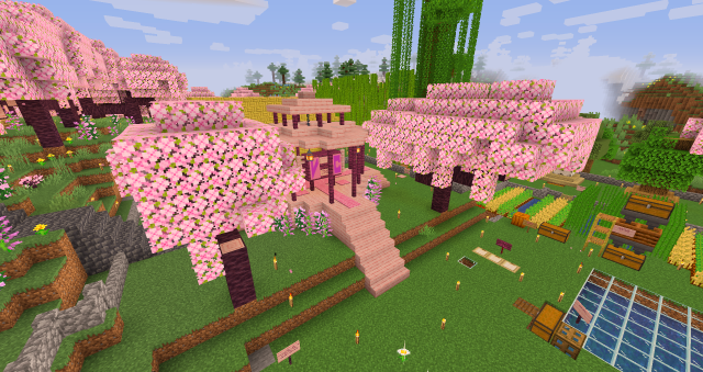 pink cherry wood spawn gazebo on vantacraft from an angle