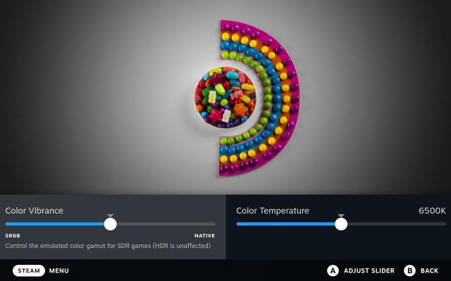 New Steam Deck screen colour settings