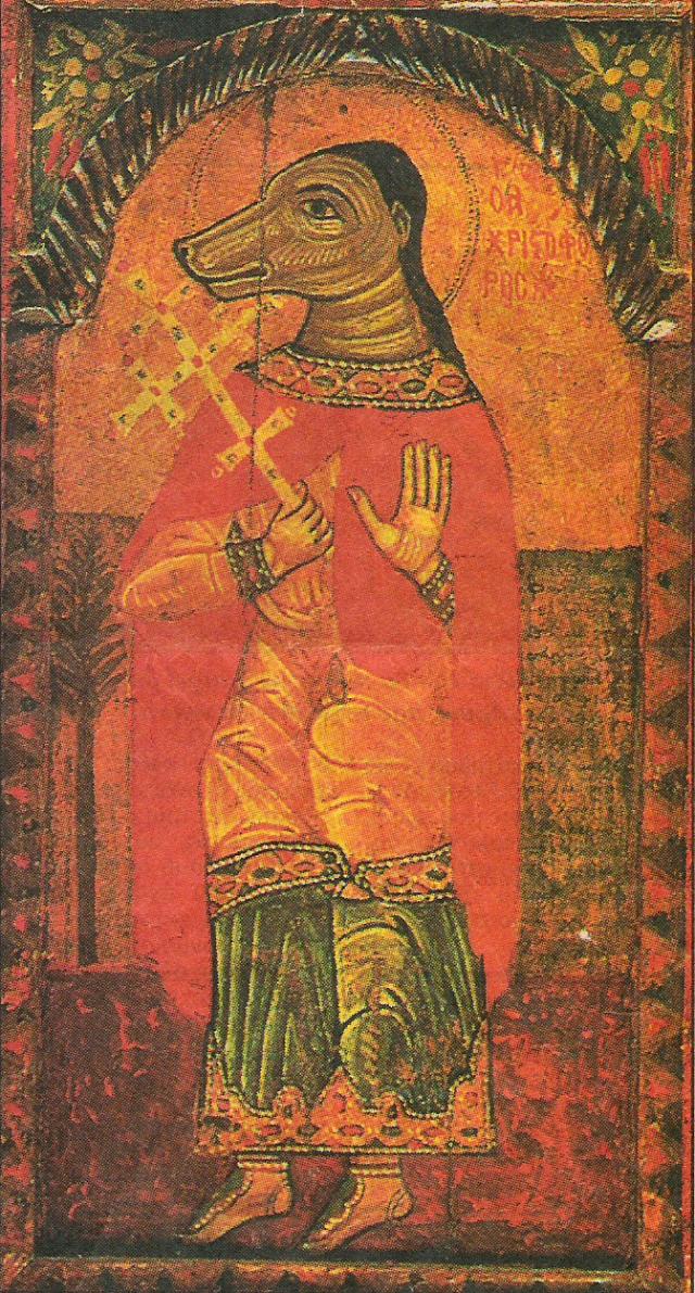 St. Christopher depicted with a dog’s head.