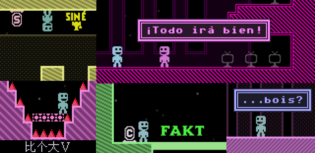 quick collage of VVVVVV screenshots in several languages