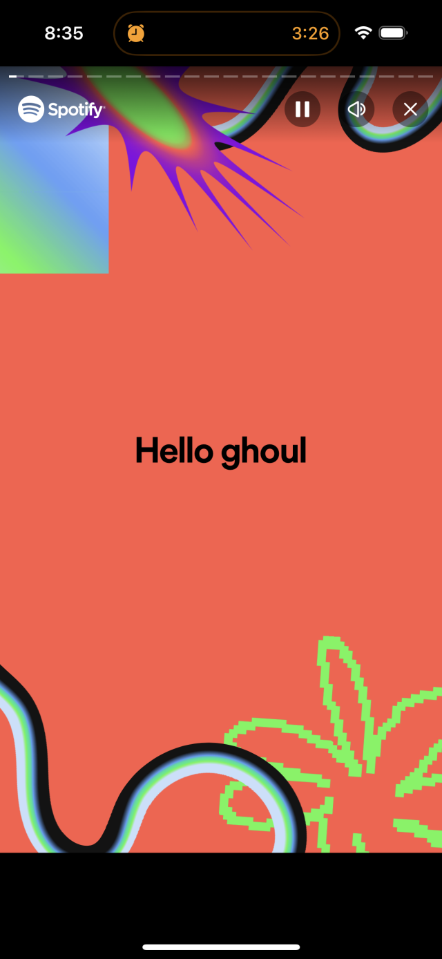 Spotify Wrapped first slide: “Hello, ghoul.”