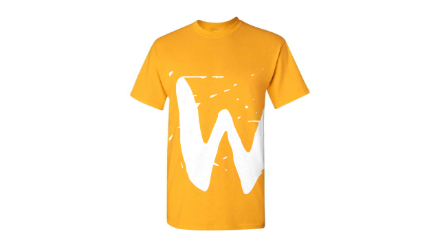 Yellow t-shirt with a large Wayland logo on it