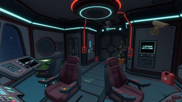 Screenshot of a spaceship cockpit from the Among Us DLC