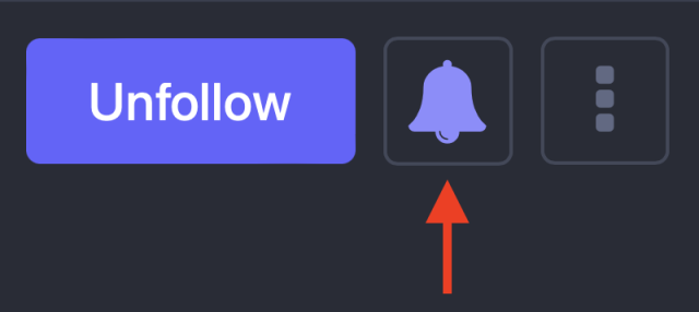 Screenshot of Mastodon's profile Notification icon which is in the shape of a bell with an arrow pointing to it.