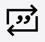 Suggested quote share icon for Friendica. Quotation mark inside rectangular reshare arrows incon