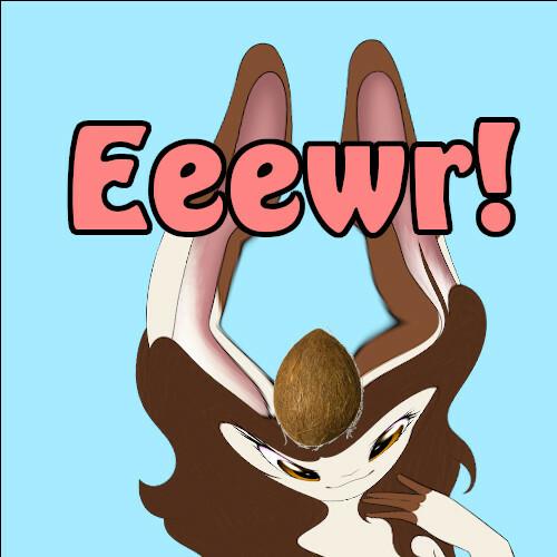 lynne is bonked by the coconut and goes "eewr"