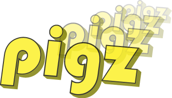 the logo for pigz. it's the word "pigz" written in lowercase 3D text, with an "echo" of the text trailing behind it and fading away