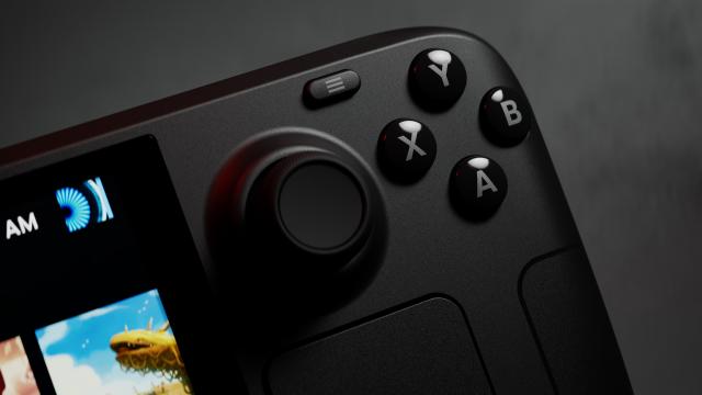 Steam Deck OLED top right corner close-up showing ABXY buttons