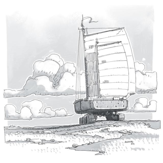 Drawing of an exoplanet explorer vehicle with sails.