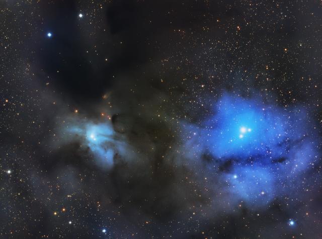 "Van den Bergh 105 and 106 (alternatively catalogued as IC 4603 and IC 4604)."

Ivan Bok, CC BY 4.0, via Wikimedia Commons.