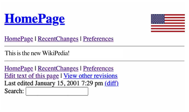Wikipedia home page says "This is the new WikiPedia!"
