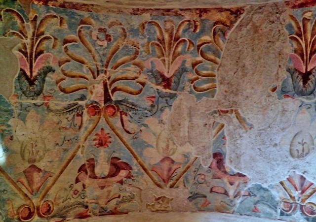 "The Tomb of the Palmettes; photography of the pediment and ceiling of the antechamber."

Carole Raddato from FRANKFURT, Germany, CC BY-SA 2.0, via Wikimedia Commons.