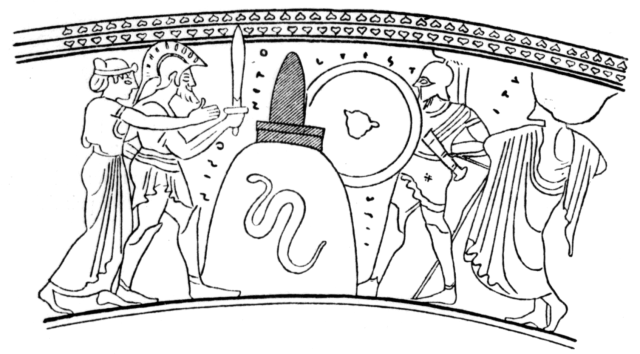 Design on a Lekythos. From "Delphika" by J. E. Harrison.