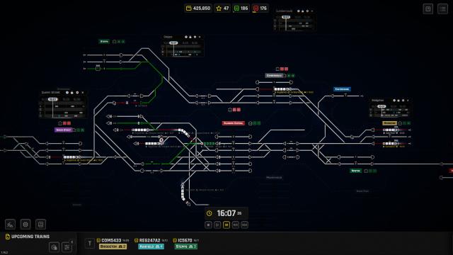 Rail Route game screenshot showing lots of train tracks