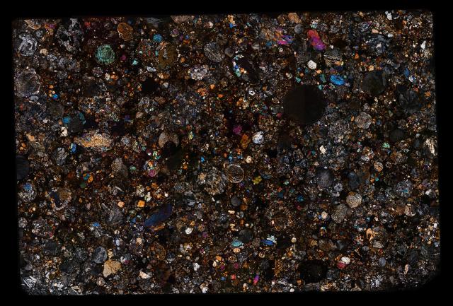 "Northwest Africa (NWA) 4723 Meteorite Thin Section."

Solar Anamnesis, CC BY-NC-ND 2.0 via Flickr: https://flic.kr/p/2kqrW5j