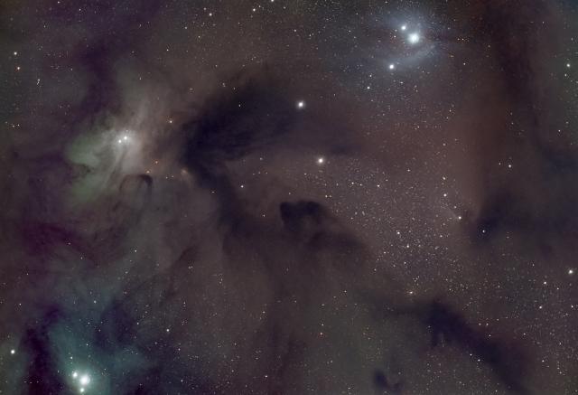 "The Dark Clouds of IC4603 4604 4605 in Rho Ophiuchus."

Dylan O'Donnell, deography.com, CC0, via Wikimedia Commons.