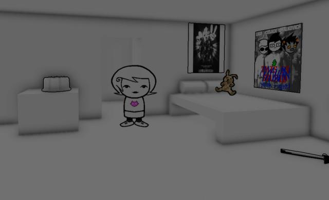 roxy lalonde staring directly at you inside your room. your name is John Egbert.
