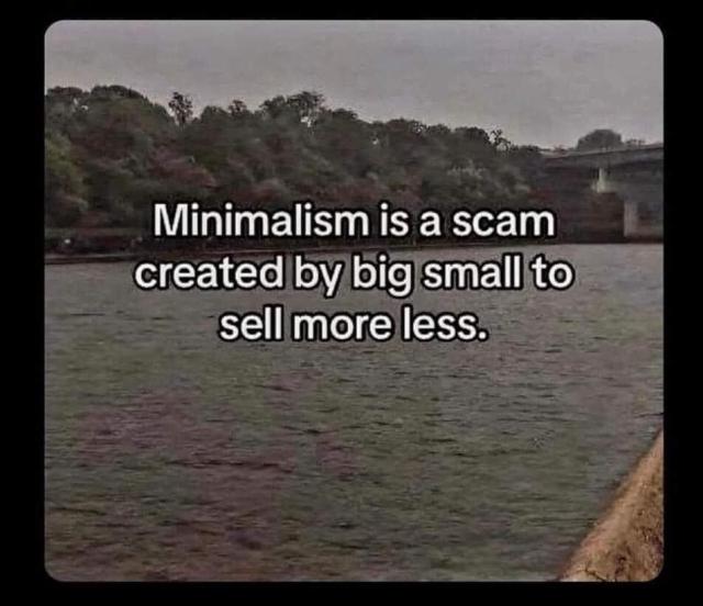 Minimalism is a scam created by big small to sell more less.