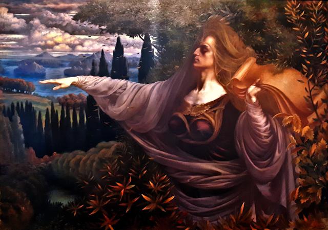 "The Oracle at Dodone" by Jean Delville.

Bettylella, Public domain, via Wikimedia Commons. Color and cropping edits.