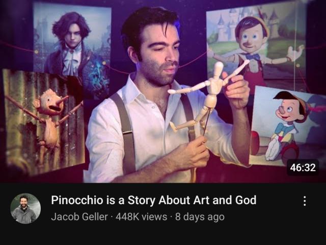 thumbnail of jacob geller's latest video. he's wearing a white shirt and brown suspenders