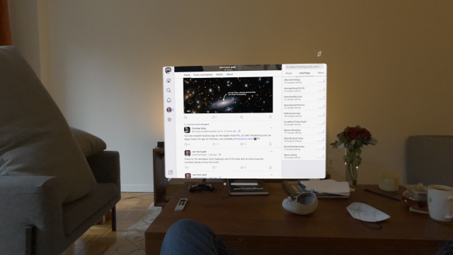 the mastodon ipad app running in vision pro