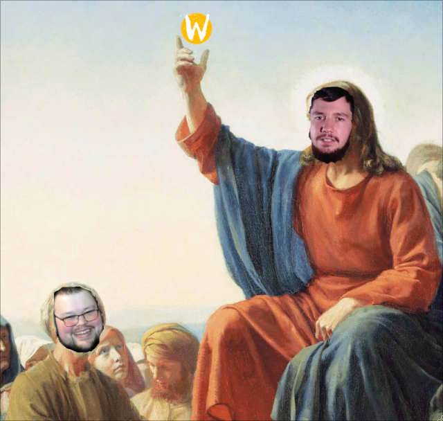 Brodie Robertson as Jesus showing Wayland to Matt from The Linux Cast