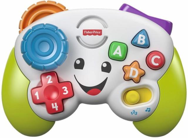 A Fisher-Price baby toy designed to look like a game controller. It is not actually suited to play video games.