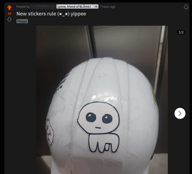 post by the Other Lynne where she shows an autism creature sticker on a hard hat