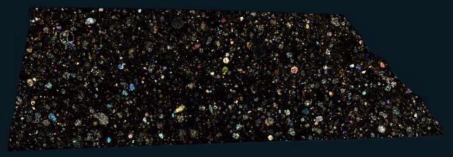 Thin Section of the Northwest Africa (NWA) 6445 Meteorite.

Solar Anamnesis, CC BY-NC-ND 2.0 via Flickr: https://flic.kr/p/YvzwAd