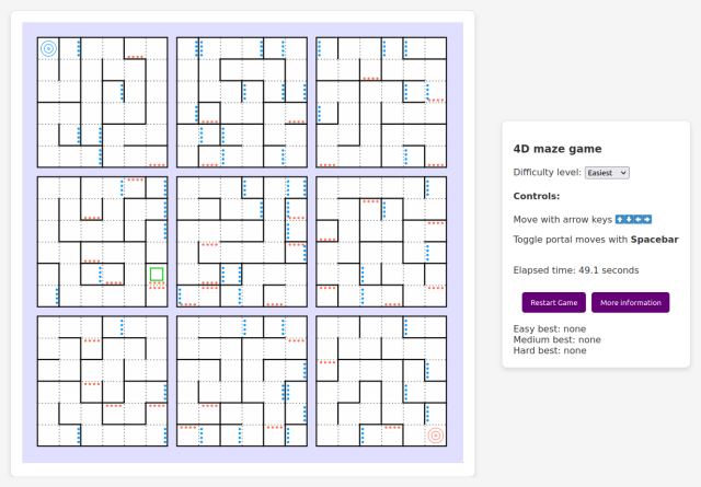 screenshot of 4D maze game