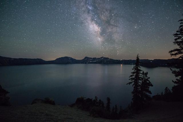 "Milky Way over Crater Lake."

James Adney, CC BY 3.0, via Wikimedia Commons.
