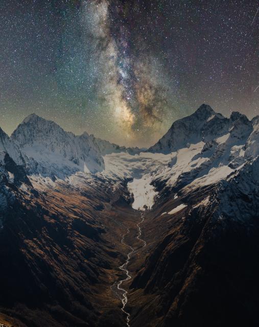 "The Milky Way over the Caucasus Mountains."

Илья Бунин, CC BY 4.0, via Wikimedia Commons.