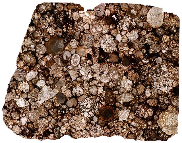 Thin Section of the Northwest Africa (NWA) 2892 Meteorite.

Solar Anamnesis, CC BY-NC-ND 2.0 via Flickr: https://flic.kr/p/2k69NNy