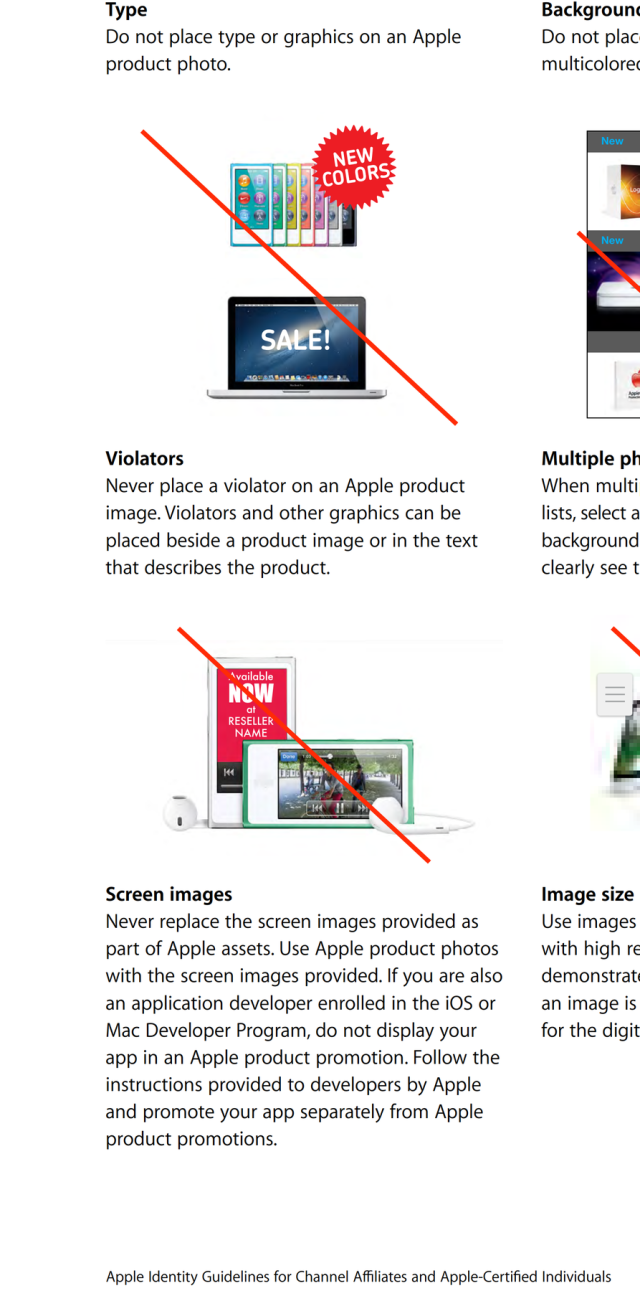 don't write "sale" on an apple product, don't replace the screen images