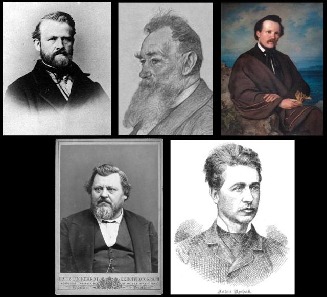 Otto Hahn, David Weinland, Hermann Karsten, Carl Vogt, Anton Rhezak.