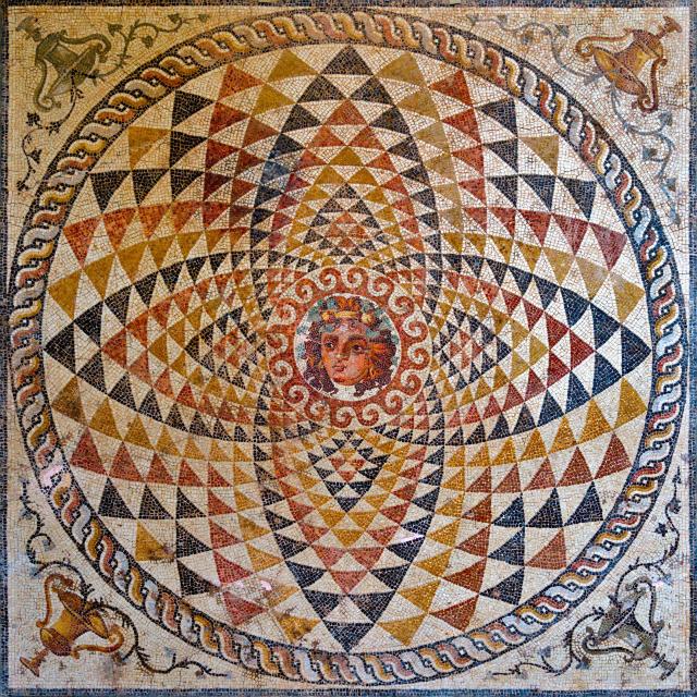 "Mosaic with Dionysos."

Zde, CC BY-SA 4.0, via Wikimedia Commons. Color edits.