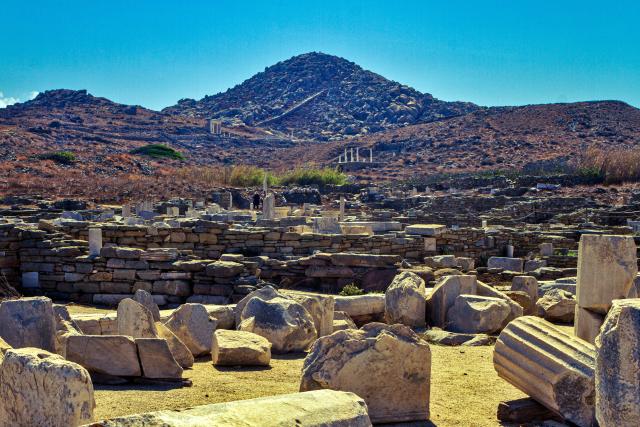 "Mount Cynthus."

ftrc, CC BY-SA 2.0, via Wikimedia Commons. Color edits.