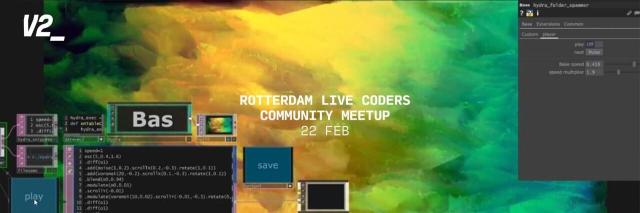 A wide header image stating there's a live coders community meetup in Rotterdam on 22 February at V2_