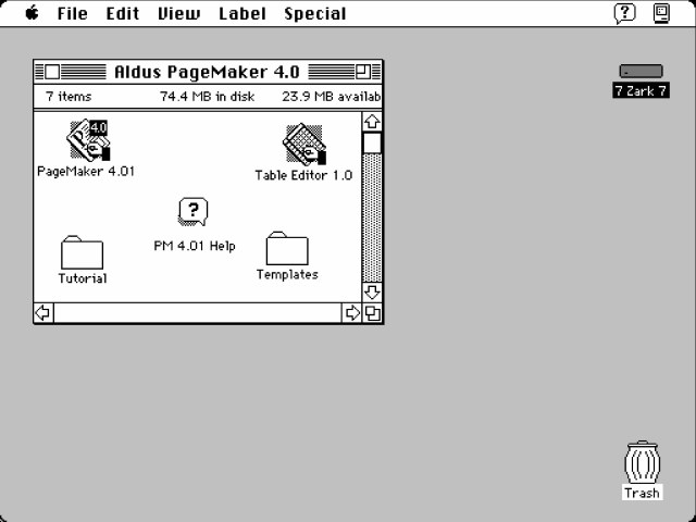 Screenshot of PageMaker 4 for Macintosh