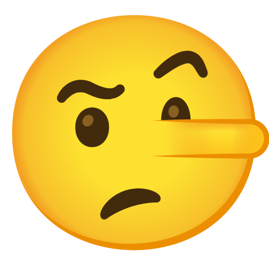 an emoji with an elongated nose looks at the viewer with an expression implying great suspicion and disbelief