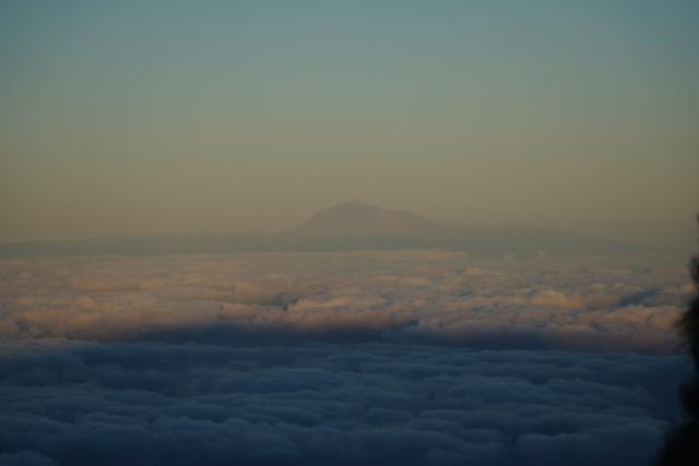 View of the Teide on Tenerife, just before the sun was setting (hence the shadow of La Palma's 'Caldera' in foreground)