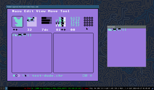 Screenshot of Nasu (left) and LOVE (right) displaying the same spritesheet