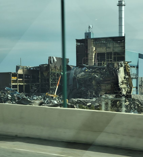 Half demolished coal power plant.