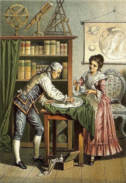 Sir William Herschel and Caroline Herschel. 1896 Lithograph. Source: Wikimedia Commons