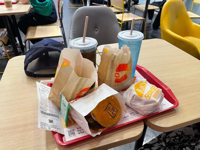 The burgers, a pretty standard looking fast food menu